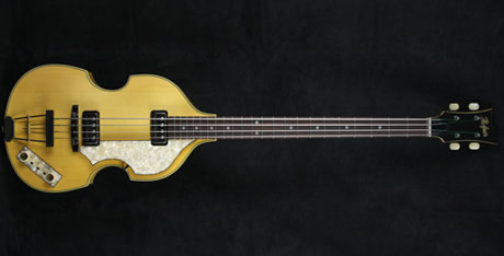 hofner custom shop 500-1 violin bass in natural amber